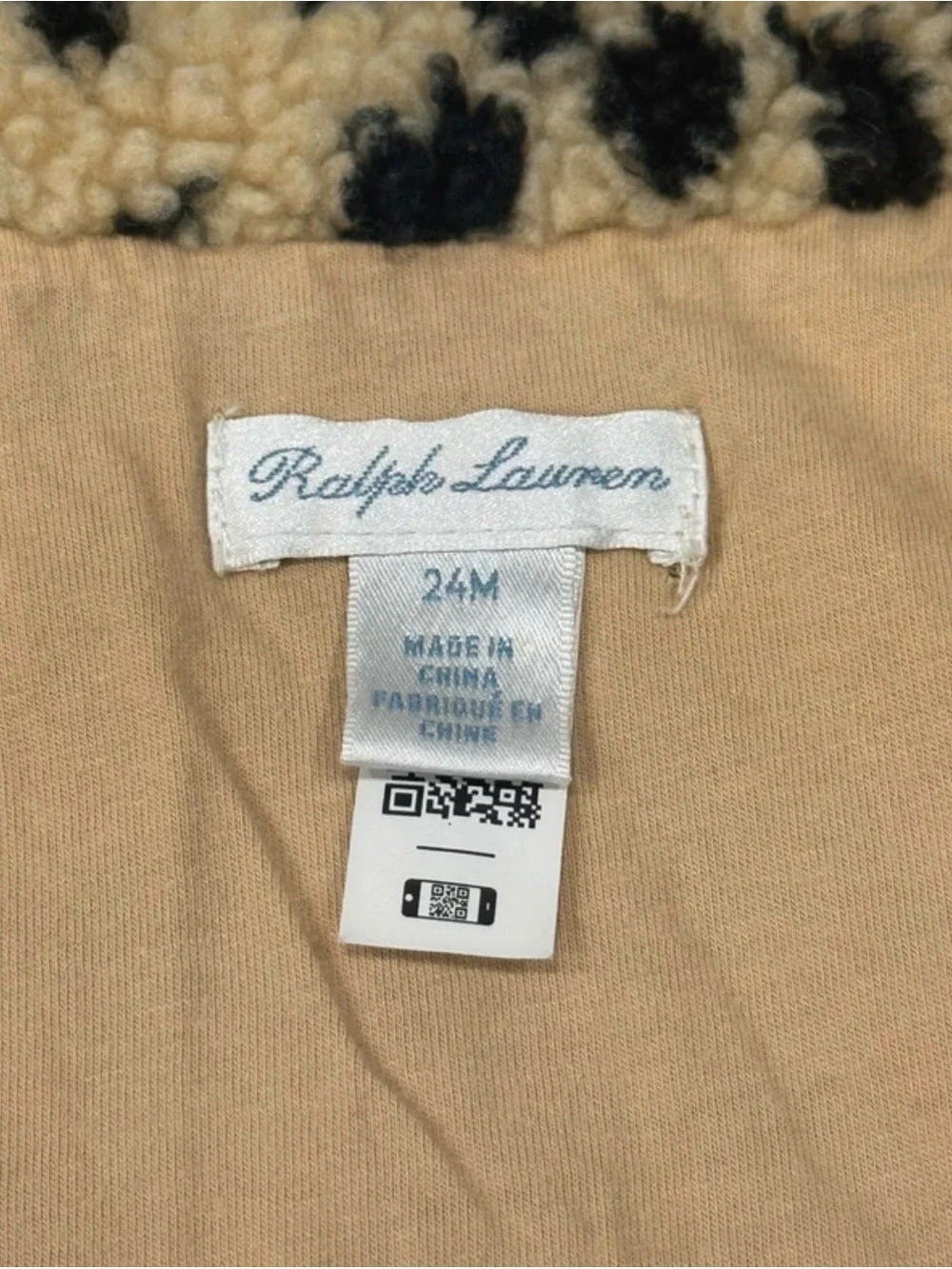 Ralph Lauren Baby Girls 24M Leopard Sherpa Fleece Full Zip Jacket Coat